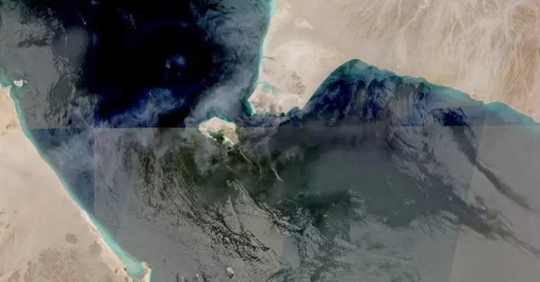 A satellite imagery shows Bab el Mandeb Strait-768x402